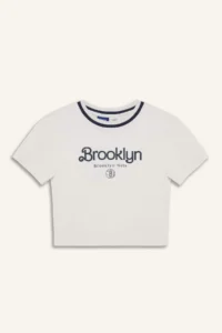 DeFacto NBA New York Knicks Slim Fit Slim Fit Crop Crew Neck Ribbed Short Sleeve T-Shirt - Image 6
