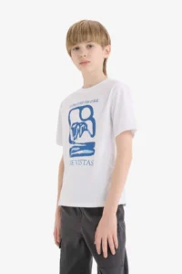 DeFacto Crew Neck Printed Short Sleeve T-Shirt Boy
