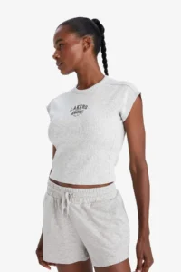 DeFacto NBA Los Angeles Lakers Standard Fit Crew Neck Embroidery Print Ribbed Camisole Short Sleeve T-Shirt E38 - Image 3