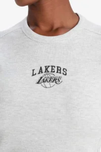 DeFacto NBA Los Angeles Lakers Standard Fit Crew Neck Embroidery Print Ribbed Camisole Short Sleeve T-Shirt E38 - Image 5