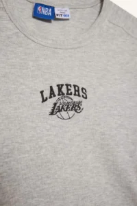 DeFacto NBA Los Angeles Lakers Standard Fit Crew Neck Embroidery Print Ribbed Camisole Short Sleeve T-Shirt E38 - Image 8