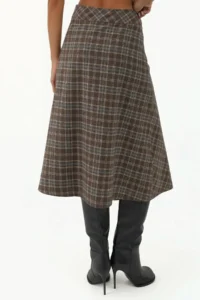 Hiccup Button Closure Plaid LONG Skirt - Image 8