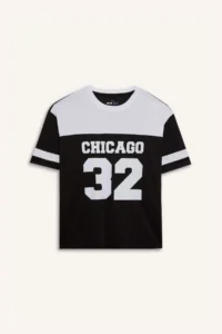 DeFacto Quick Drying Oversize Wide Fit Crew Neck Printed Athlete Short Sleeve T-Shirt - Image 7