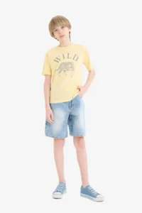 DeFacto Crew Neck Printed Short Sleeve T-Shirt Boy - Image 2