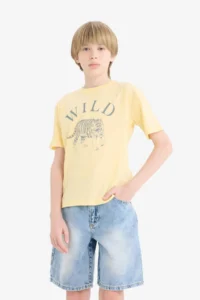 DeFacto Crew Neck Printed Short Sleeve T-Shirt Boy - Image 3