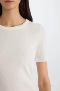 DeFacto Slim Fit Narrow Cut Crew Neck Basic Plain Ribbed Camisole Short Sleeve T-Shirt - Image 4