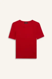 DeFacto Slim Fit Narrow Cut Crew Neck Basic Plain Ribbed Camisole Short Sleeve Red T-Shirt - Image 7