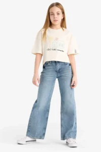 DeFacto Boxy Fit Crew Neck Printed Short Sleeve T-Shirt Girls - Image 4