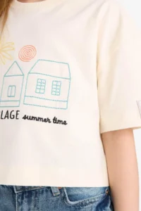 DeFacto Boxy Fit Crew Neck Printed Short Sleeve T-Shirt Girls - Image 7