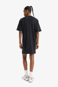 DeFacto 100% Cotton Standard Fit Printed Athlete Short Sleeve Mini T-Shirt Dress - Image 6