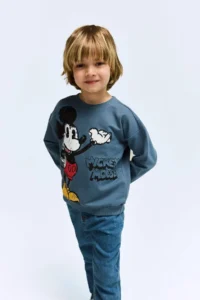 DeFacto Disney Mickey & Minnie Bisiklet Yaka Sweatshirt Erkek Bebek