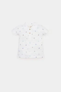 DeFacto Polo Neck Sea Printed Pique Short Sleeve T-Shirt for Baby Boy