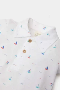 DeFacto Polo Neck Sea Printed Pique Short Sleeve T-Shirt for Baby Boy - Image 2