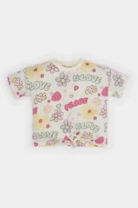 DeFacto Crew Neck Patterned Short Sleeve T-Shirt for Baby Girl