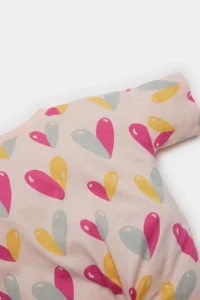 DeFacto Crew Neck Heart Patterned Short Sleeve T-Shirt for Baby Girl - Image 2