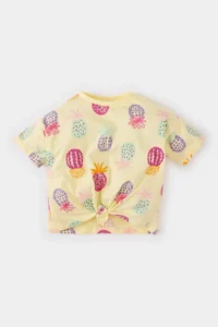 DeFacto Crew Neck Patterned Short Sleeve T-Shirt for Baby Girl