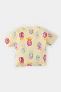 DeFacto Crew Neck Patterned Short Sleeve T-Shirt for Baby Girl - Image 3