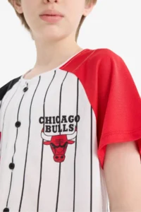 DeFacto NBA Chicago Bulls V Neck Back Printed Short Sleeve T-Shirt Boy - Image 7