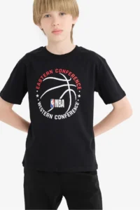 DeFacto NBA Wordmark Crew Neck Short Sleeve T-Shirt Boy