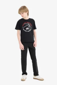 DeFacto NBA Wordmark Crew Neck Short Sleeve T-Shirt Boy - Image 2