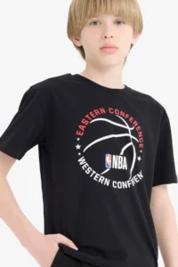 DeFacto NBA Wordmark Crew Neck Short Sleeve T-Shirt Boy - Image 4