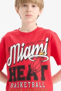 DeFacto NBA Miami Heat Crew Neck Short Sleeve T-Shirt Boy