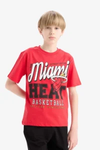 DeFacto NBA Miami Heat Crew Neck Short Sleeve T-Shirt Boy - Image 3
