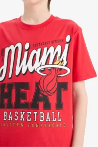 DeFacto NBA Miami Heat Crew Neck Short Sleeve T-Shirt Boy - Image 5