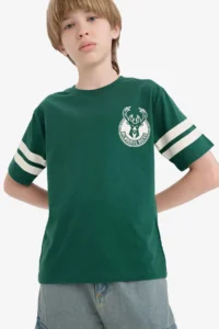 DeFacto NBA Milwaukee Bucks Crew Neck Short Sleeve T-Shirt Boys - Image 3