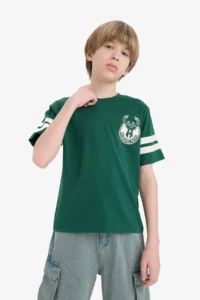 DeFacto NBA Milwaukee Bucks Crew Neck Short Sleeve T-Shirt Boys - Image 4
