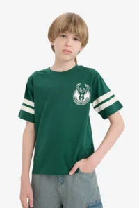DeFacto NBA Milwaukee Bucks Crew Neck Short Sleeve T-Shirt Boys - Image 5