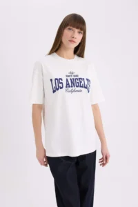 DeFacto Oversize Wide Fit Crew Neck Printed Short Sleeve T-Shirt - Image 4