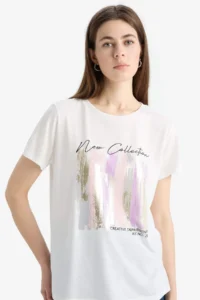 DeFacto Regular Fit Crew Neck Printed Short Sleeve T-Shirt