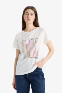 DeFacto Regular Fit Crew Neck Printed Short Sleeve T-Shirt - Image 3