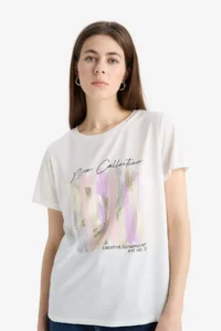 DeFacto Regular Fit Crew Neck Printed Short Sleeve T-Shirt - Image 4