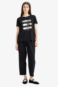 DeFacto Relax Fit Crew Neck Printed Short Sleeve T-Shirt - Image 2