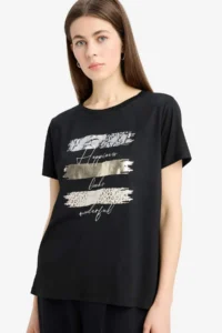 DeFacto Relax Fit Crew Neck Printed Short Sleeve T-Shirt - Image 4