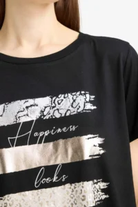 DeFacto Relax Fit Crew Neck Printed Short Sleeve T-Shirt - Image 5