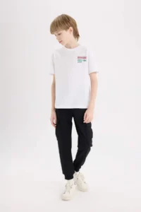 DeFacto Crew Neck Back Printed Short Sleeve T-Shirt Boy - Image 2