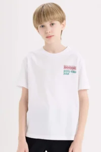 DeFacto Crew Neck Back Printed Short Sleeve T-Shirt Boy - Image 3