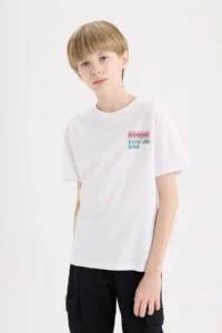 DeFacto Crew Neck Back Printed Short Sleeve T-Shirt Boy - Image 4