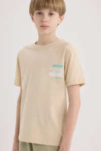 DeFacto Crew Neck Back Printed Short Sleeve T-Shirt Boy - Image 3
