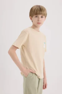 DeFacto Crew Neck Back Printed Short Sleeve T-Shirt Boy - Image 4