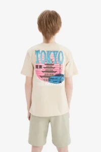 DeFacto Crew Neck Back Printed Short Sleeve T-Shirt Boy - Image 7