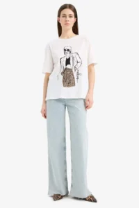 DeFacto 100% Cotton Regular Fit Printed Combed Cotton T-Shirt - Image 2