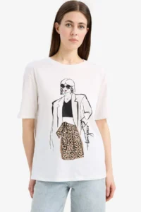 DeFacto 100% Cotton Regular Fit Printed Combed Cotton T-Shirt - Image 3
