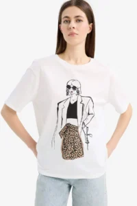 DeFacto 100% Cotton Regular Fit Printed Combed Cotton T-Shirt - Image 4