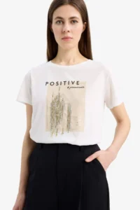 DeFacto Regular Fit Crew Neck Printed Short Sleeve T-Shirt - Image 3