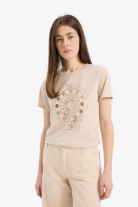 DeFacto Regular Fit Crew Neck Astral Printed Short Sleeve T-Shirt - Image 3