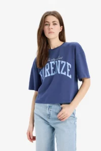 DeFacto Oversize Wide Fit Crew Neck Printed Combed Cotton Short Sleeve T-Shirt - Image 3